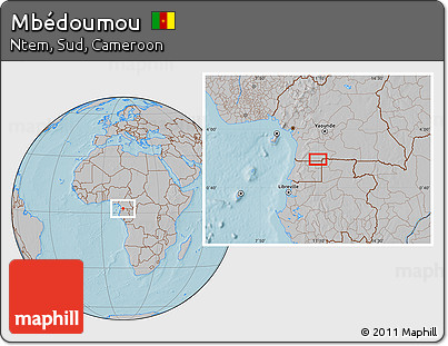 Gray Location Map of Mbédoumou, hill shading