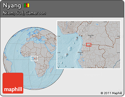 Gray Location Map of Nyang, hill shading