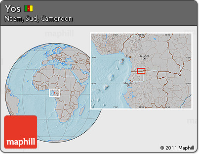 Gray Location Map of Yos, hill shading