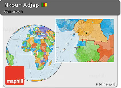 Political Location Map of Nkoun Adjap