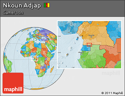 Political Location Map of Nkoun Adjap