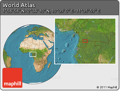 Satellite Location Map of the Area around 2° 16' 34" N, 11° 7' 30" E