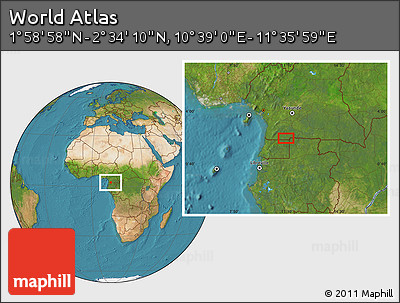 Satellite Location Map of the Area around 2° 16' 34" N, 11° 7' 30" E