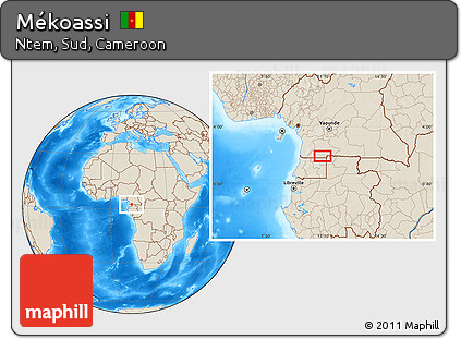 Shaded Relief Location Map of Mékoassi