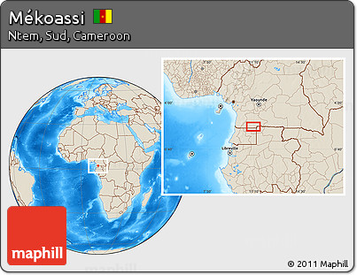 Shaded Relief Location Map of Mékoassi