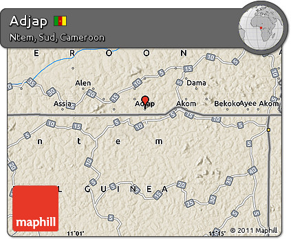 Shaded Relief Map of Adjap