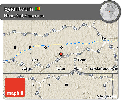 Shaded Relief Map of Eyiantoum