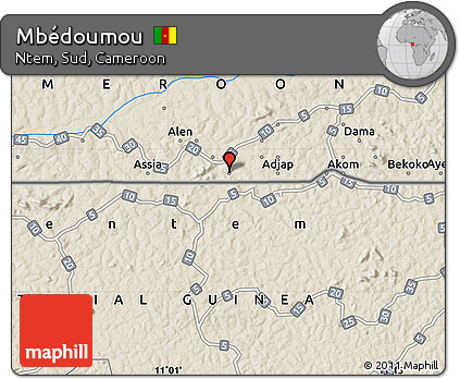 Shaded Relief Map of Mbédoumou