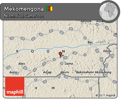 Shaded Relief Map of Mékomengona