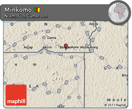 Shaded Relief Map of Minkomo