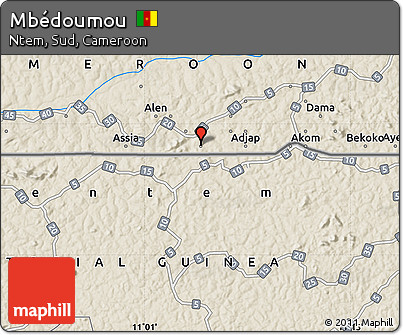 Shaded Relief Map of Mbédoumou