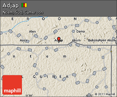 Shaded Relief Map of Adjap