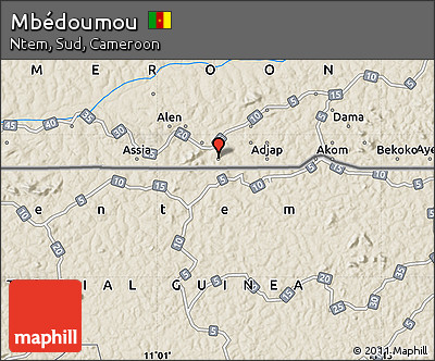 Shaded Relief Map of Mbédoumou
