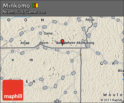 Shaded Relief Map of Minkomo