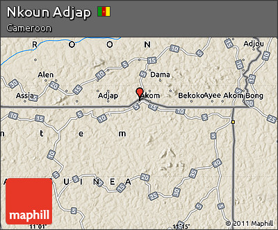 Shaded Relief Map of Nkoun Adjap