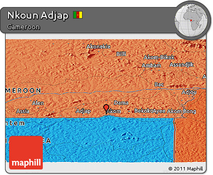 Political Panoramic Map of Nkoun Adjap