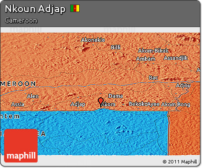 Political Panoramic Map of Nkoun Adjap