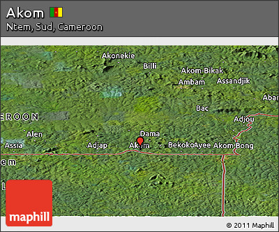 Satellite Panoramic Map of Akom