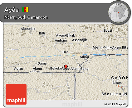 Shaded Relief Panoramic Map of Ayée