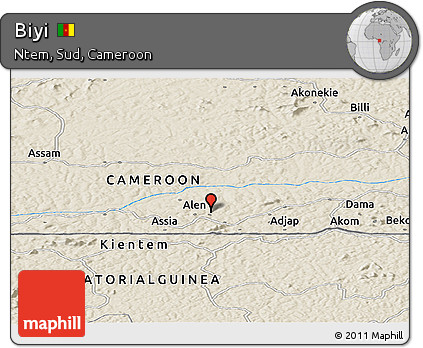 Shaded Relief Panoramic Map of Biyi