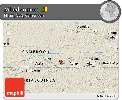 Shaded Relief Panoramic Map of Mbédoumou