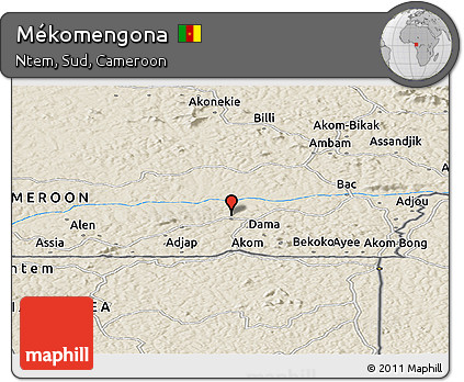 Shaded Relief Panoramic Map of Mékomengona