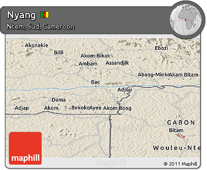 Shaded Relief Panoramic Map of Nyang