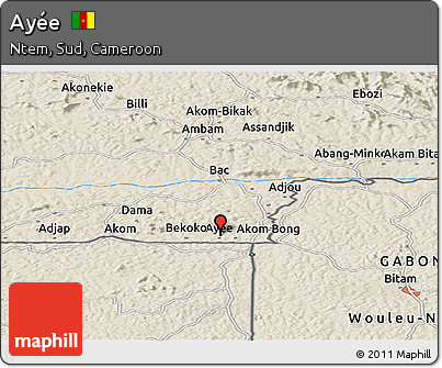 Shaded Relief Panoramic Map of Ayée