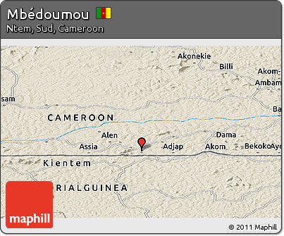 Shaded Relief Panoramic Map of Mbédoumou