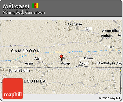 Shaded Relief Panoramic Map of Mékoassi