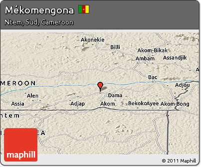 Shaded Relief Panoramic Map of Mékomengona