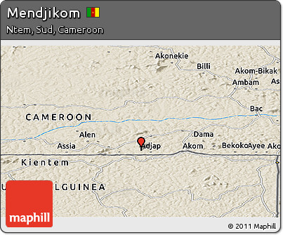 Shaded Relief Panoramic Map of Mendjikom
