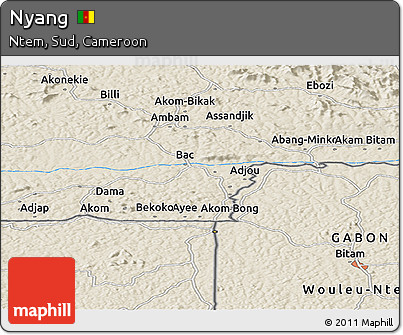Shaded Relief Panoramic Map of Nyang