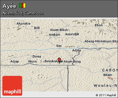 Shaded Relief Panoramic Map of Ayée