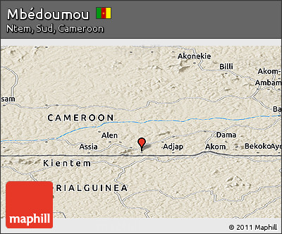 Shaded Relief Panoramic Map of Mbédoumou