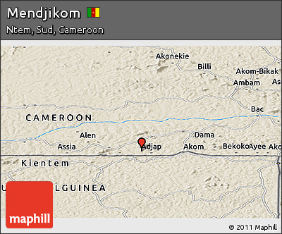 Shaded Relief Panoramic Map of Mendjikom