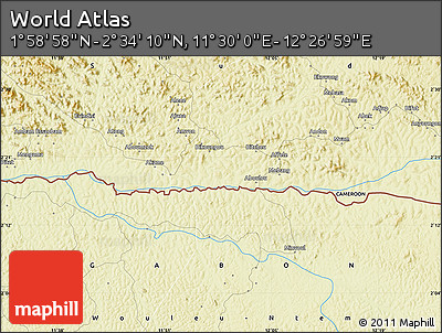 Physical Map of the Area around 2° 16' 34" N, 11° 58' 29" E