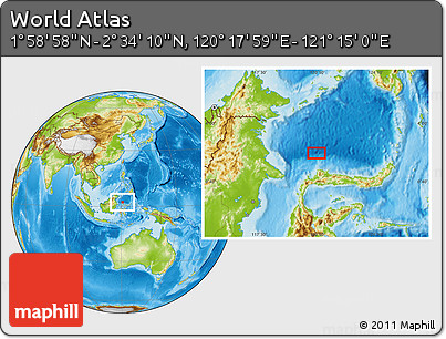 Physical Location Map of the Area around 2° 16' 34" N, 120° 46' 30" E
