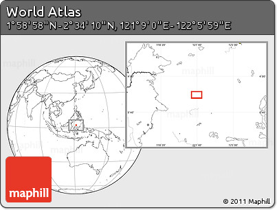 Blank Location Map of the Area around 2° 16' 34" N, 121° 37' 30" E