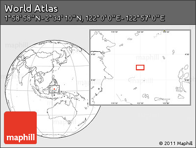 Blank Location Map of the Area around 2° 16' 34" N, 122° 28' 29" E