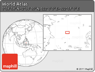 Blank Location Map of the Area around 2° 16' 34" N, 122° 28' 29" E