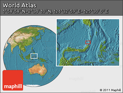 Satellite Location Map of the Area around 2° 16' 34" N, 125° 1' 30" E