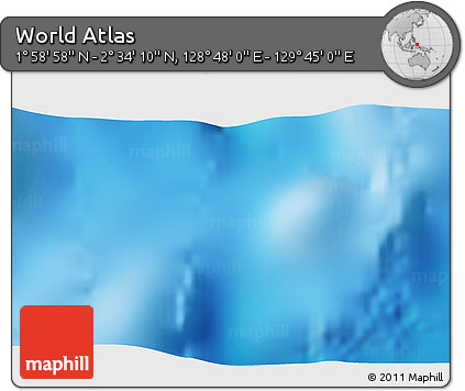 Shaded Relief 3D Map of the Area around 2° 16' 34" N, 129° 16' 30" E