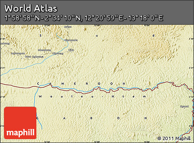Physical Map of the Area around 2° 16' 34" N, 12° 49' 29" E