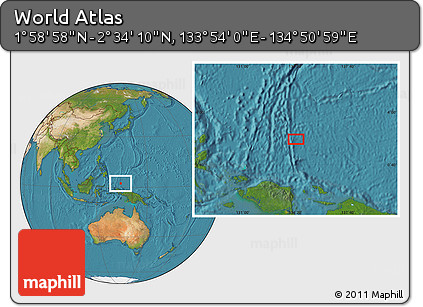 Satellite Location Map of the Area around 2° 16' 34" N, 134° 22' 30" E