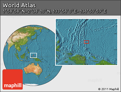 Satellite Location Map of the Area around 2° 16' 34" N, 134° 22' 30" E