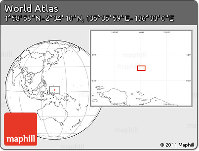 Blank Location Map of the Area around 2° 16' 34" N, 136° 4' 29" E