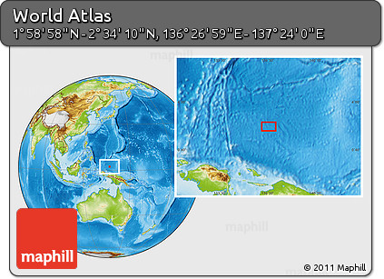 Physical Location Map of the Area around 2° 16' 34" N, 136° 55' 30" E