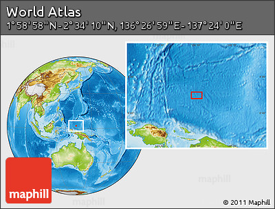 Physical Location Map of the Area around 2° 16' 34" N, 136° 55' 30" E