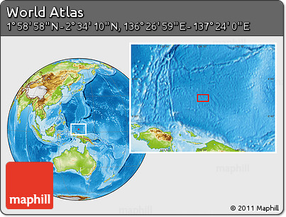Physical Location Map of the Area around 2° 16' 34" N, 136° 55' 30" E